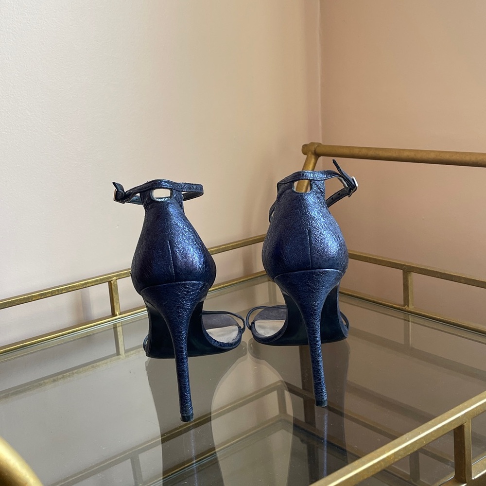Stuart Weitzman Nudist Dark Blue Strappy Heels - Picture 3 of 4